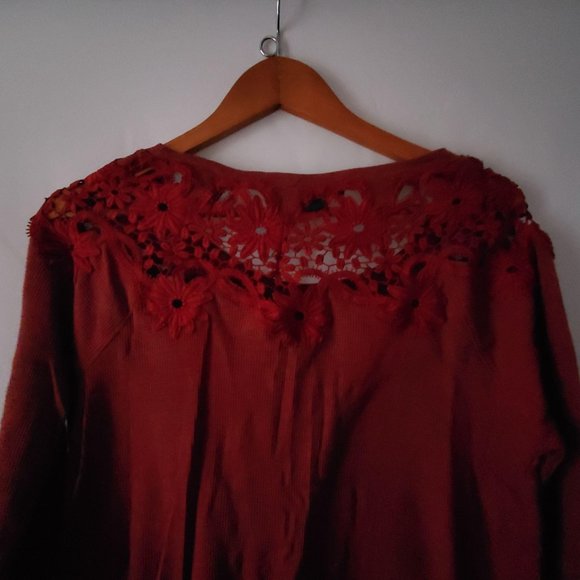 American Eagle Outfitters Women’s Lace Crochet Shoulder Thermal Shirt Top S/P - Picture 16 of 16